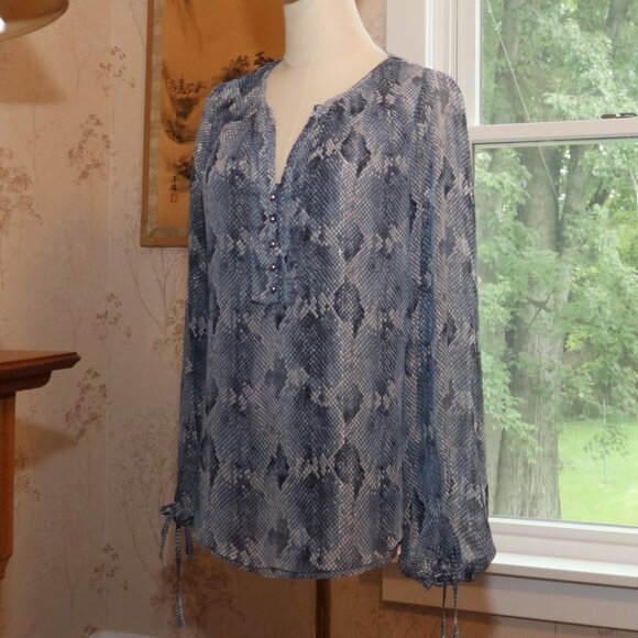 WHITE HOUSE Long Sleeve SNAKESKIN Print Blouse - Picture 5 of 12